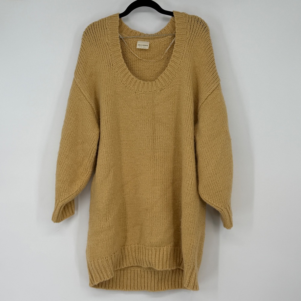 Zulu & Zephyr‎ Womens Mustard Yellow Alpaca Blend Chunky Knit Sweater US S AU 10